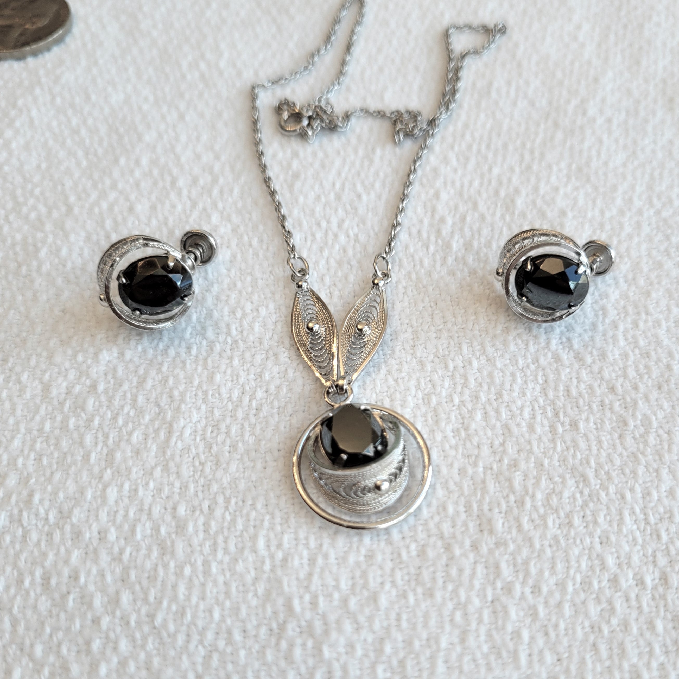 Sorrento Sterling Pendant Necklace & Screw-back Earrings