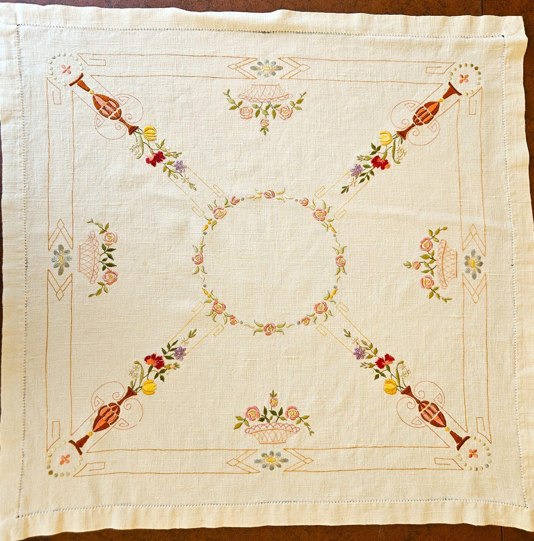 Silk Embroidered Table Topper 26