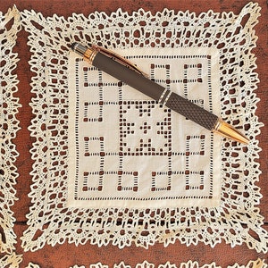 6 cocktail napkins, coasters or doilies 6.5&quot; square, hand made bobbin lace around drawn or pulled threadwork on Ivory Linen Exc vintage cond