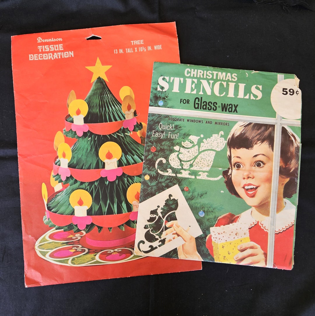 Glass Wax Christmas Window Stencils & Dennison Etsy