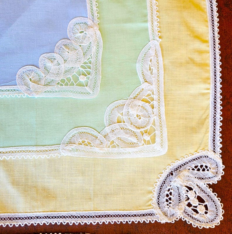 3 Battenberg Lace Cocktail or Tea Napkins, 3 Different Designs Belgian ...