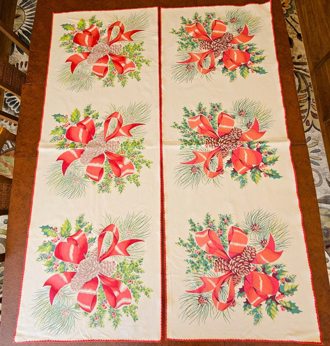 2 Christmas Ribbons & Pinecones Table Runners 18 X Etsy