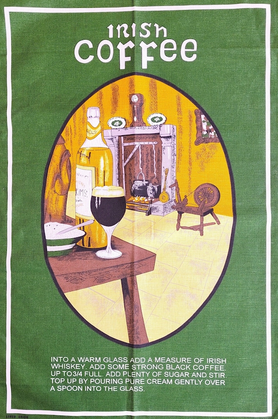 Irish Coffee Bar Towel, Dish or Tea Towel or Wall Hanging