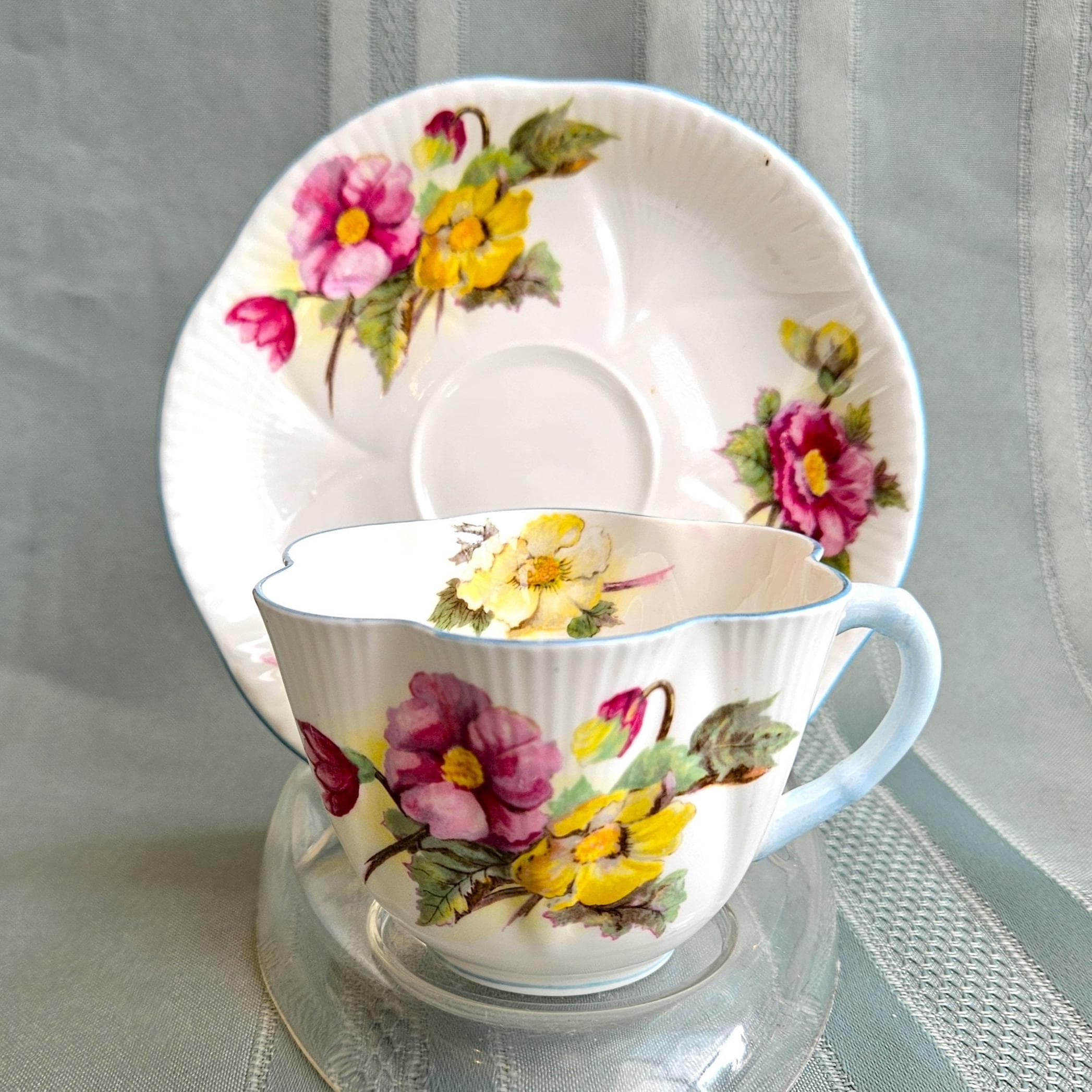 美品 Shelley プリムローズ チンツ ピンクトリム スクエア ケーキ皿 Shelley Dainty Pink - Etsy