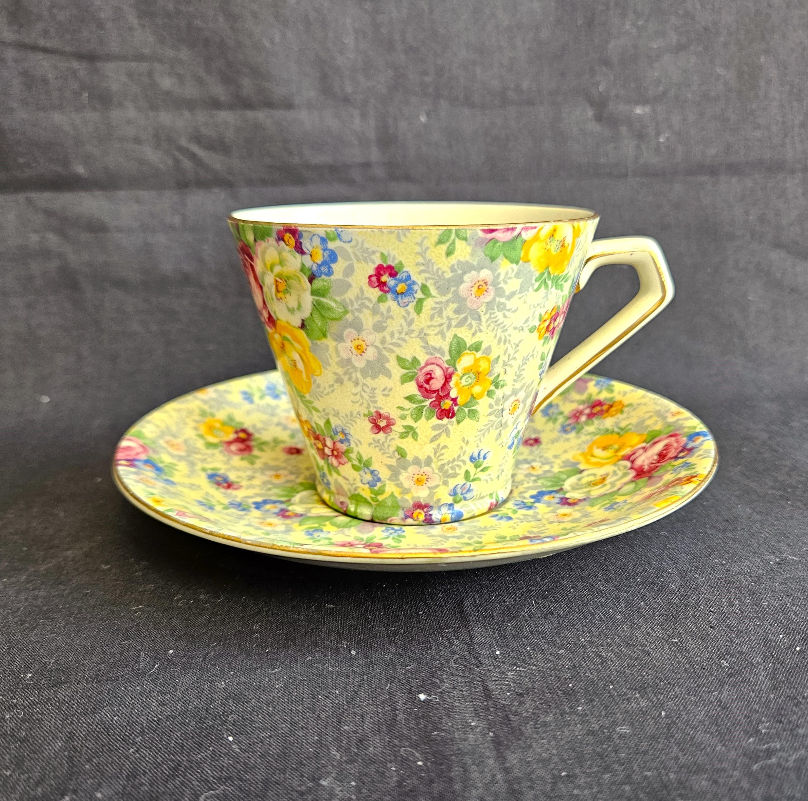 Lord Nelson Rose Time Chintz Teacup & Saucer, Red, White, Yellow