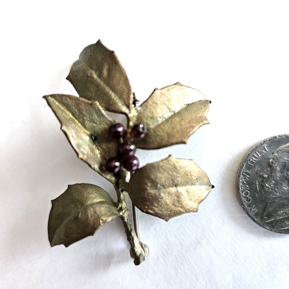 Michael Michaud Holly Leaf Sprig & Berries pin or… - image 2