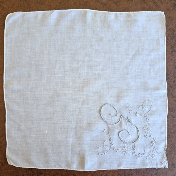 Madeira G monogram handkerchief hand shadow embro… - image 2