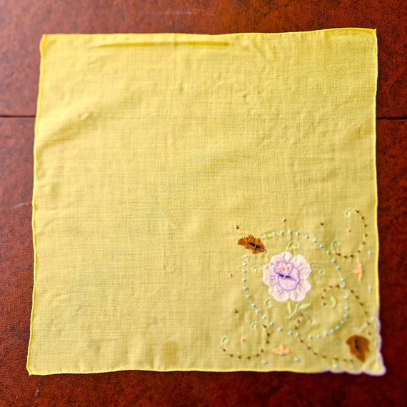 Madeira Purple Rose handkerchief, cutwork, hand e… - image 2