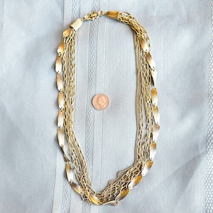 Lady Remington Mixed chain necklace, 3 different goldtone metal links, 25&quot; long, 1990s statement necklace, Excellent vintage condition