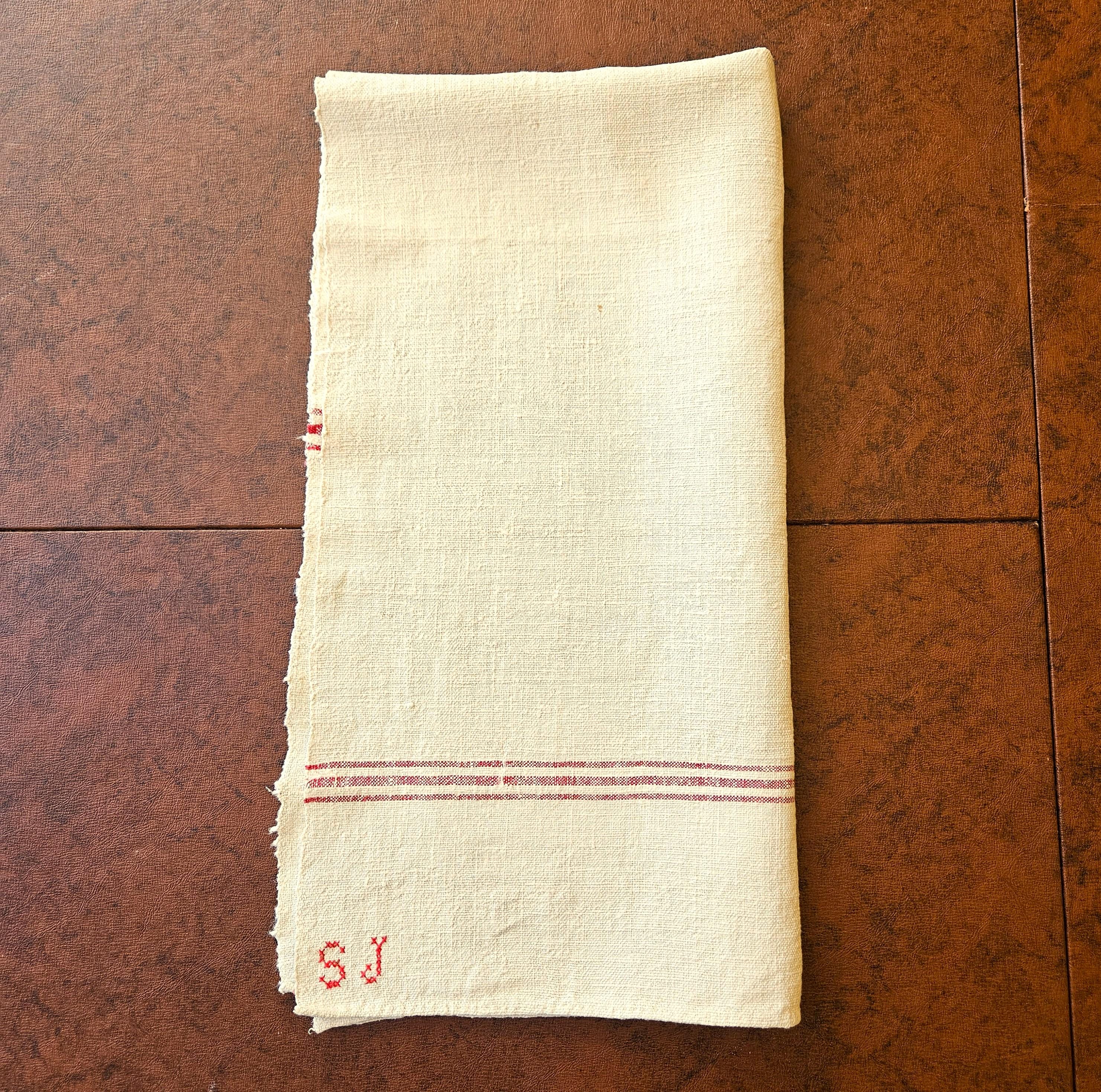 Antique European Red Striped Tea, Kitchen or Torshon Dish Towel