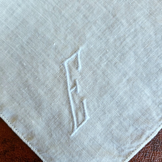 Initial E monogrammed men's pocket square, handke… - image 1