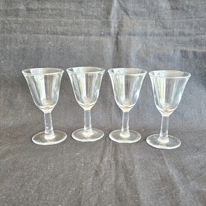 4 footed Cordial, Aperitif or Communion Glasses 1 oz, 3.5&quot; hi, marked France, plain flared shape, straight stem, Excellent vintage condition