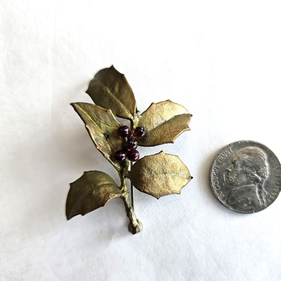 Michael Michaud Holly Leaf Sprig & Berries pin or… - image 1