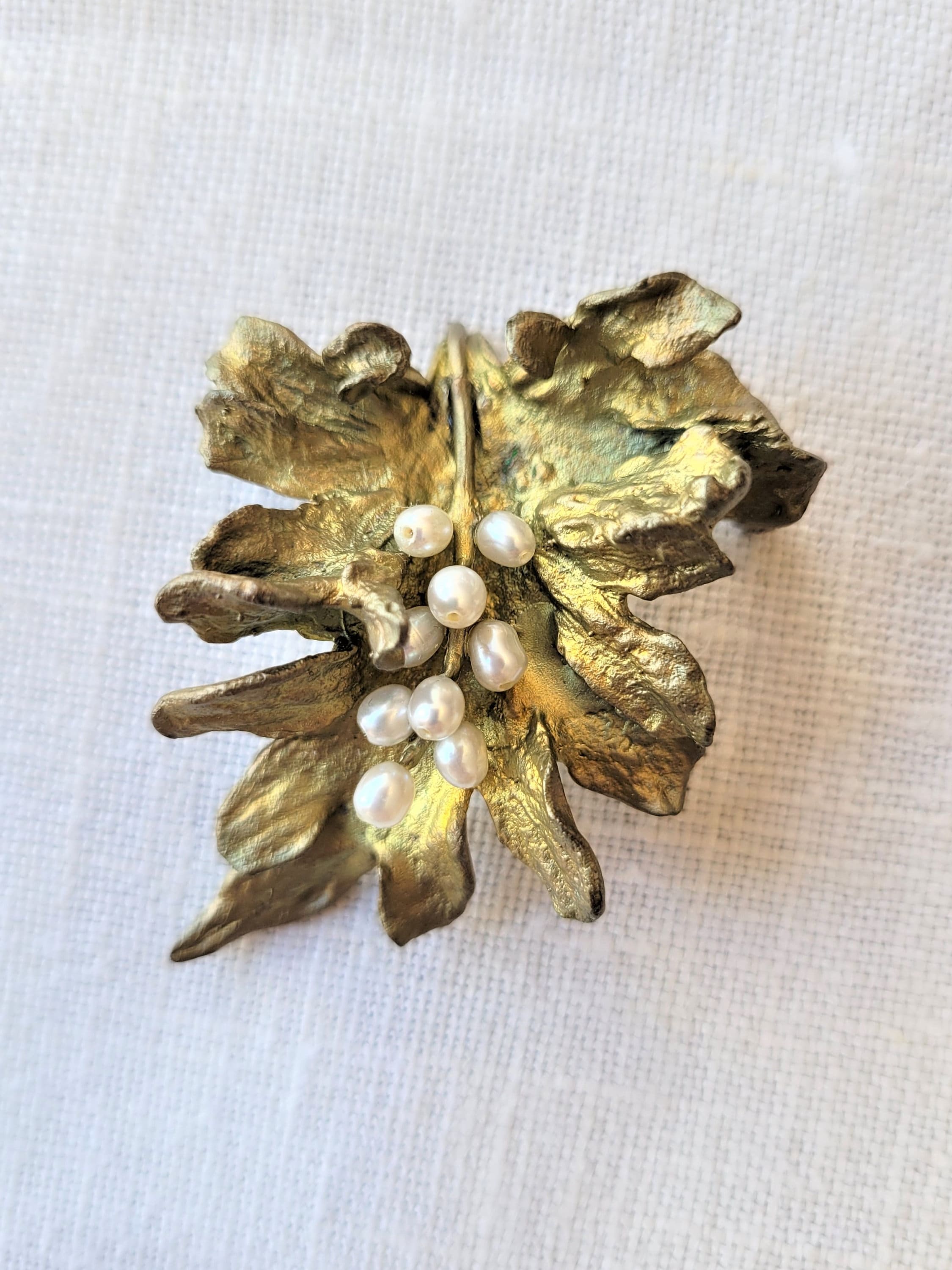Michael Michaud Silver Seasons Coleus Pin or Brooch, Bronze With