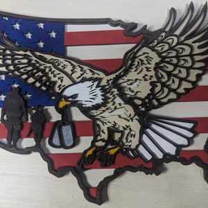 Bald Eagle AMERICAN Flag Wall Hanging