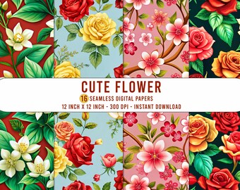 Roses Digital Paper, Flowers Seamless Pattern, Floral Prints, Flowers ...