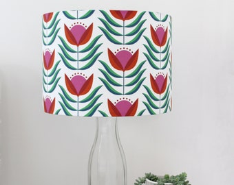 Drum Lampshade 70s Bloom Floral Fabric