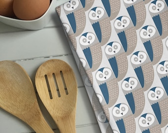 Owl Print Tea Towel Cotton