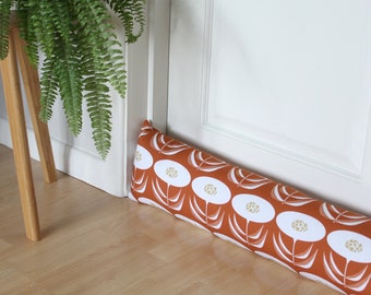 Draught Excluder Fill Your Own 'Dandelion' Burnt Orange Floral Patterned Fabric