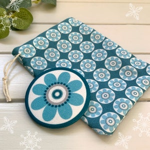 Blue Daisy Pocket Mirror Floral Scandi Daisy fabric image 1