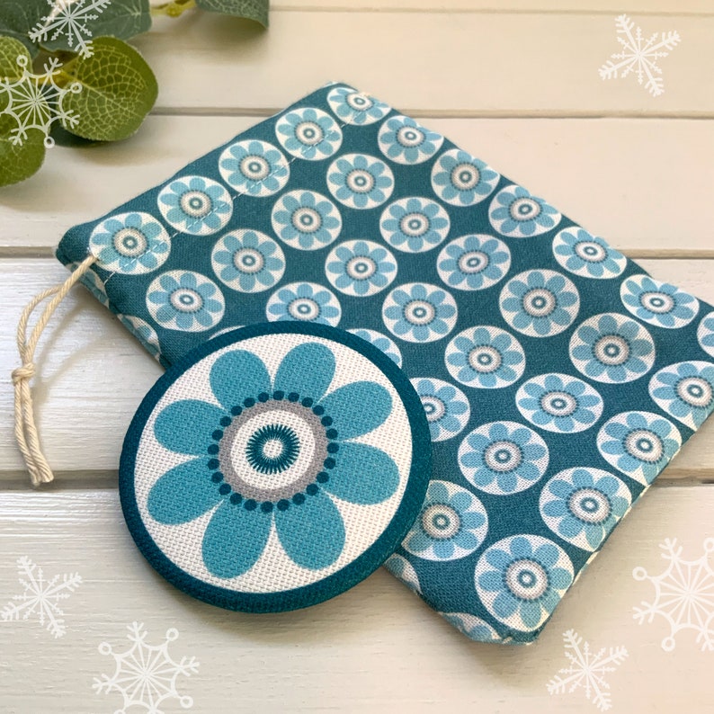 Blue Daisy Pocket Mirror Floral Scandi Daisy fabric image 1