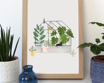 Greenhouse A4 Art Print Garden Plant Lovers