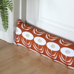 Draught Excluder Fill Your Own 'Dandelion' Burnt Orange Floral Patterned Fabric image 2