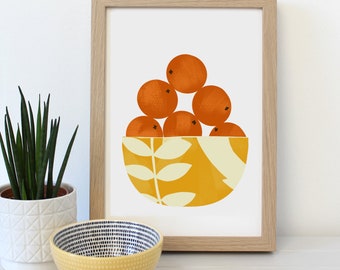 Orange Fruit Bowl A4 Art Print