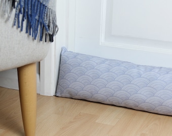 Draught Excluder Fill Your Own Harbour Waves Blue and White Fabric