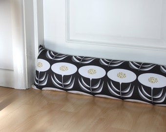 Draught Excluder 'Dandelion' Black & White Fabric - Fill Your Own