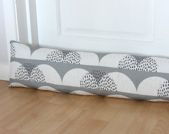 Grey Cloud fabric draught excluder Scandi Gray and White