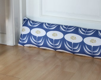 Draught Excluder 'Dandelion' Blue Floral Patterned Fabric - Fill Your Own