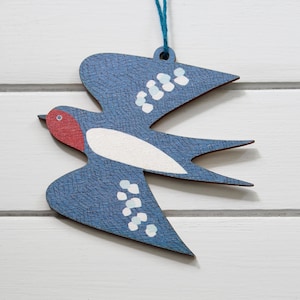 Swallow Wooden Hanging Bird Decoration