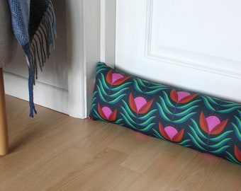 Dark Blue 70s Bloom Fill Your Own Fabric Draught Excluder
