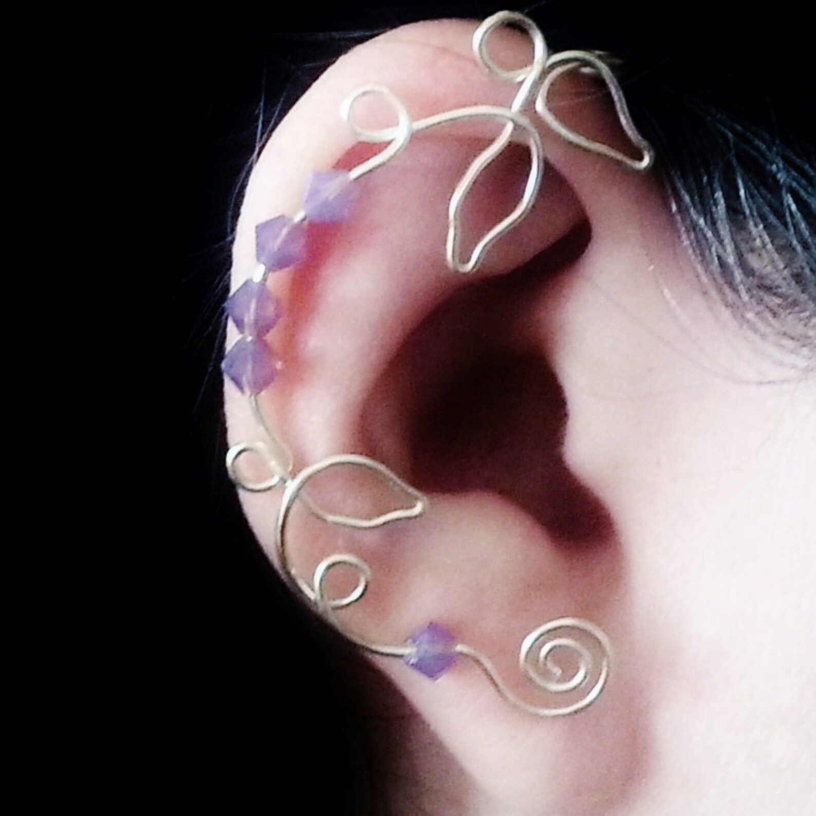 Crystal Vine Ear Cuff Ear Climber in Custom Colors No Etsy