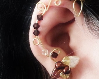 Ear Cuff  Ear Climber, No Piercing, Fields of Gold Wedding Jewelry, Fairy Jewelry, Bohemian, Elven Ear Vine, Ear Jacket, Gift Idea