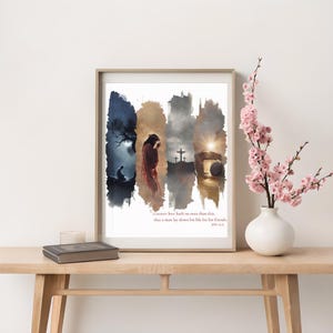 Christian Prayer Corner Wall Art – Resurrection Morning Empty Tomb Printable – Easter Devotional Decor