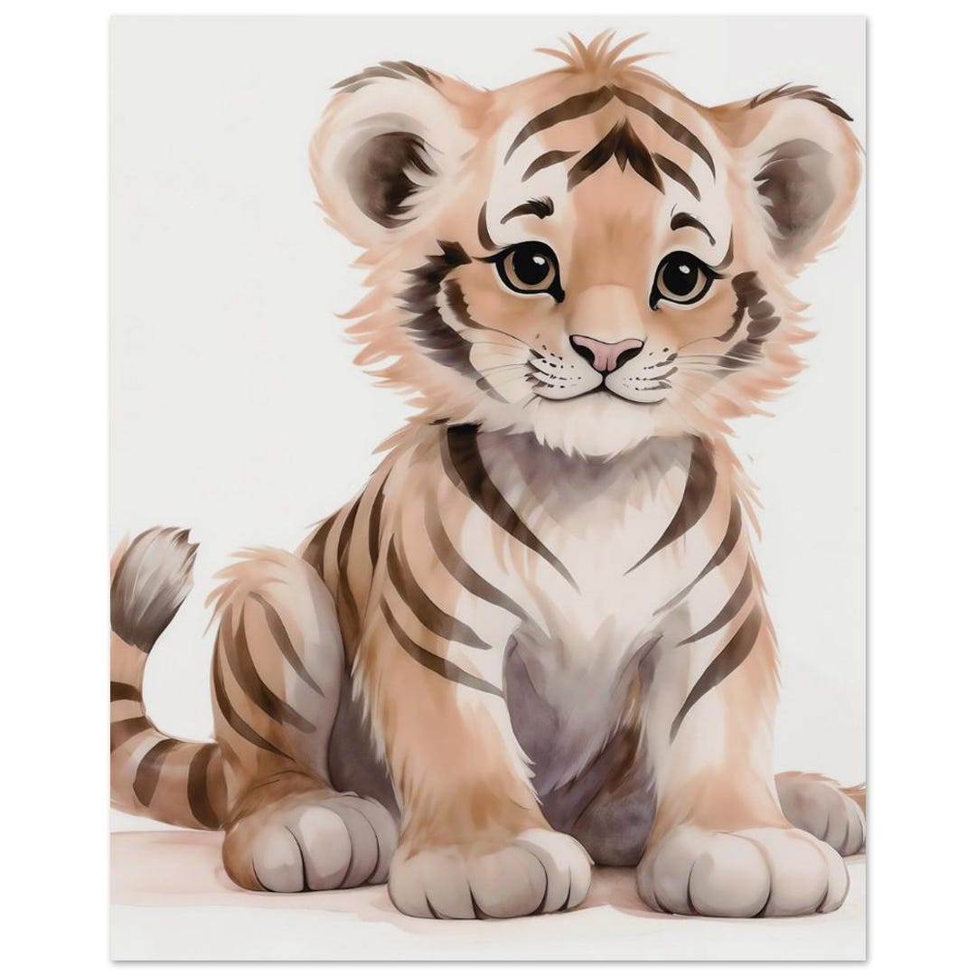 Nursery Wall Art - Cute Baby Tiger Poster – Premium Matte Paper Animal ...