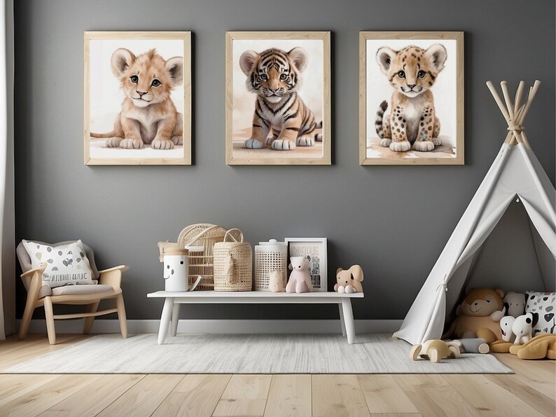 Nursery Wall Art Baby Leopard Poster - Cute Animal Decor for Kids Room ...