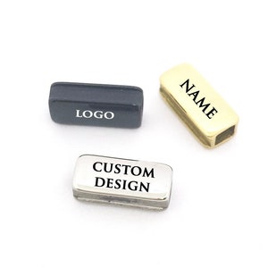 Engraved Logo Bead, Add-on Engraved Stainless Rectangle Bead for Custom Personalized Bracelets, Logos, Names, Designs, Actual Handwriting