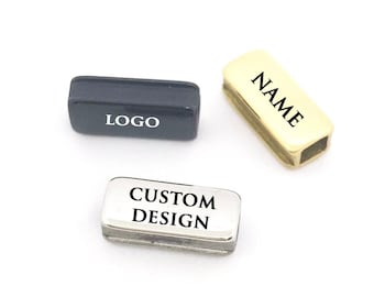 Engraved Logo Bead, Add-on Engraved Stainless Rectangle Bead for Custom Personalized Bracelets, Logos, Names, Designs, Actual Handwriting