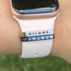 Personalized Smart Watch Band Charm, Stackable Stainless Steel Engraved Fitness Watch Band Charms, Personal Affirmation, Medical Alert Charm image 1