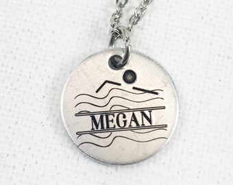 Personalized 14k Gold Swimmer Charm Pendant – Custom Name, Sporty Jewelry Gift - View #13