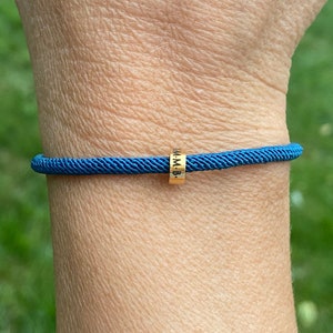 Personalized Cord Bracelet, Adjustable Milan Cord Bracelet with Engraved Custom Beads, Light Gold End Caps,Many Colors Available