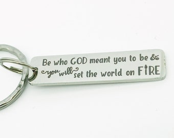 Saint Quote Keychain, St Catherine of Siena Be Who God Meant You To Be, Set The World On Fire, Catholic Confirmation Gift