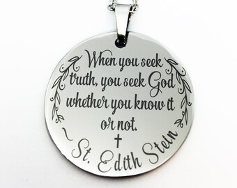 Confirmation Gift, St Edith Stein Confirmation Saint Necklace, Truth Seek God Custom Catholic Gift