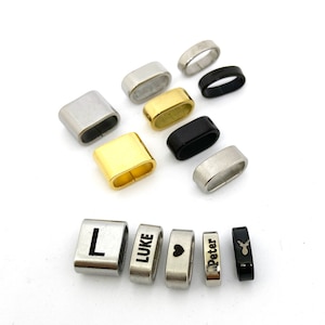 Engraved Stainless Steel Slider Beads with Name, Date, or Design, Add-on Engraved Stainless Slider for Custom Personalized Men&#39;s Bracelet