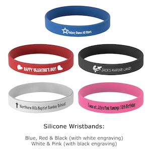 Custom Silicone Wristband, Personalized Silicone Bracelet, Custom Engraved Design, Logo or Text, Party Favors, Event Souvenir