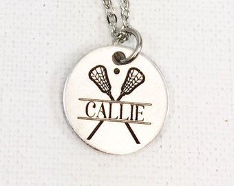 Personalized Lacrosse Necklace with Name, Engraved Gift for Girls Lacrosse Player, Coach or Team