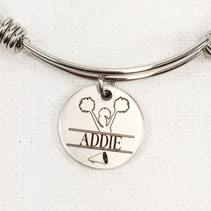 Personalized Cheer Bracelet, Personalized Cheerleading Bangle, Gift for Cheerleader, Cheer Coach Gift, Cheerleading Squad Gift, Cheer Squad